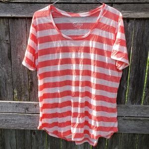 Women's soft & stretchy Como Vintage pink striped tee size 1X in great condition